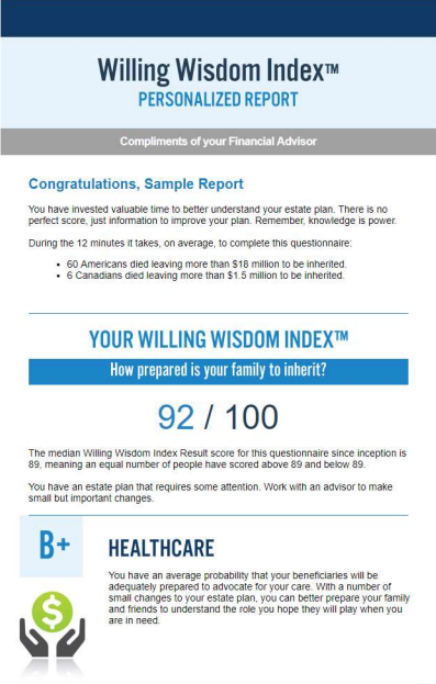 Sample Willing Wisdom Index Report